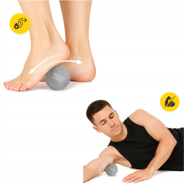 Piłka gładka LACROSSE twarda do masażu 4FIZJO średnica 6,25 cm szara