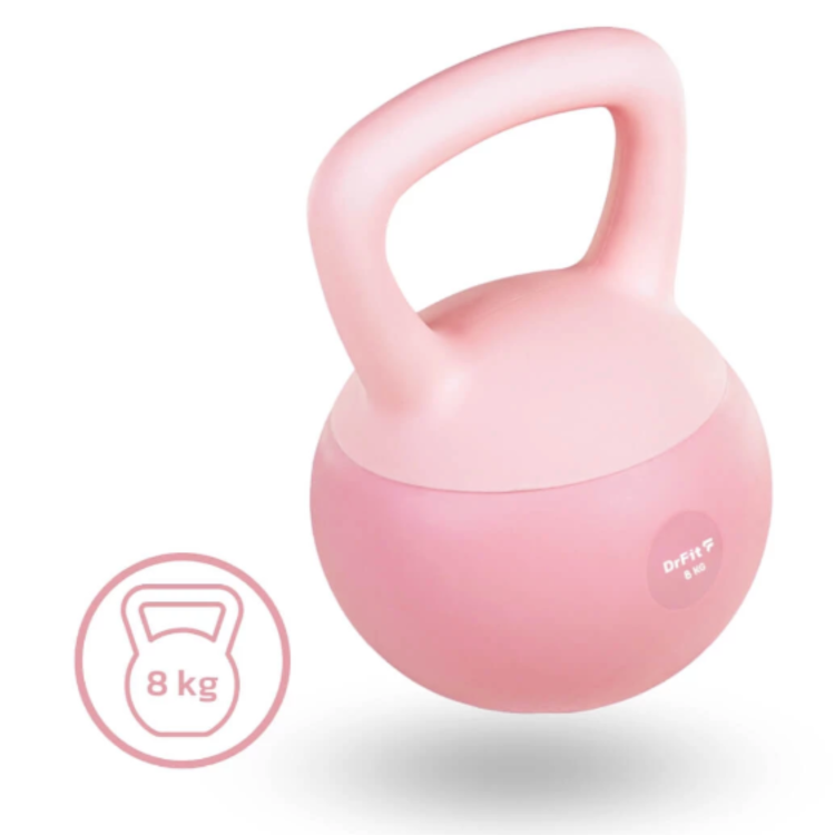Kettlebell z piaskiem DrFit 8 kg- Różowy, Trening siłowy i fitness