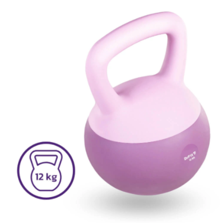 Kettlebell z piaskiem DrFit 12 kg-Fioletowy, Trening siłowy i fitness