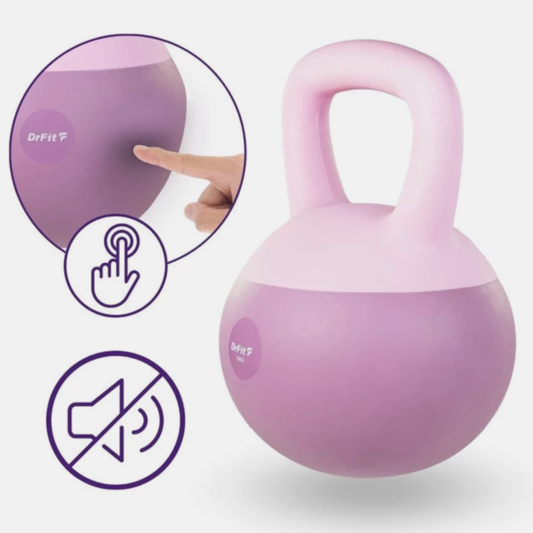 Kettlebell z piaskiem DrFit 10 kg- Fioletowy, Trening siłowy i fitness
