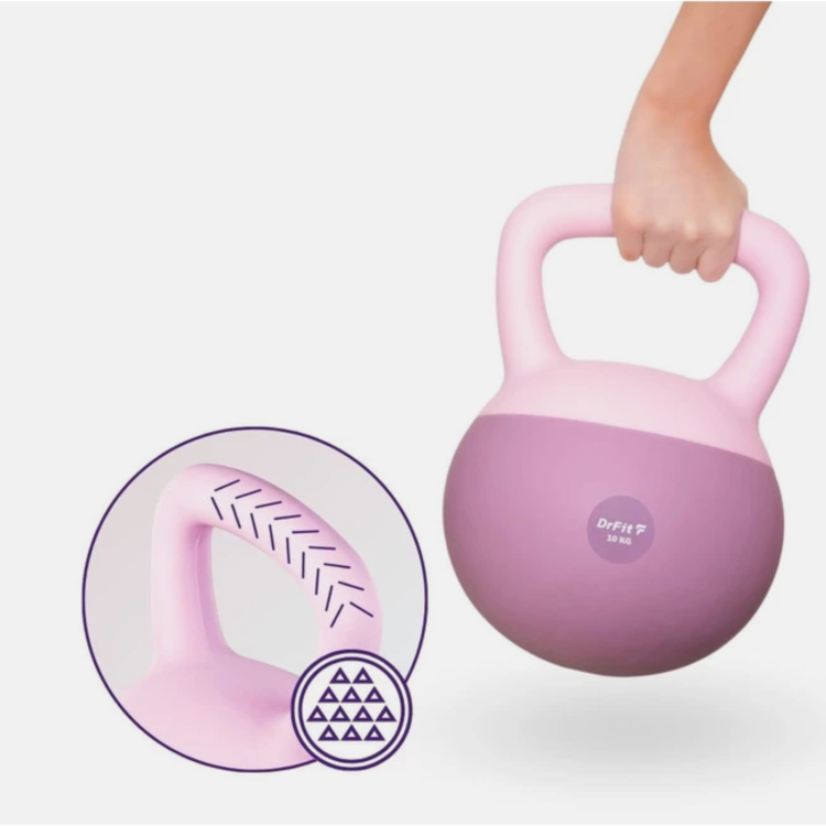 Kettlebell z piaskiem DrFit 10 kg- Fioletowy, Trening siłowy i fitness