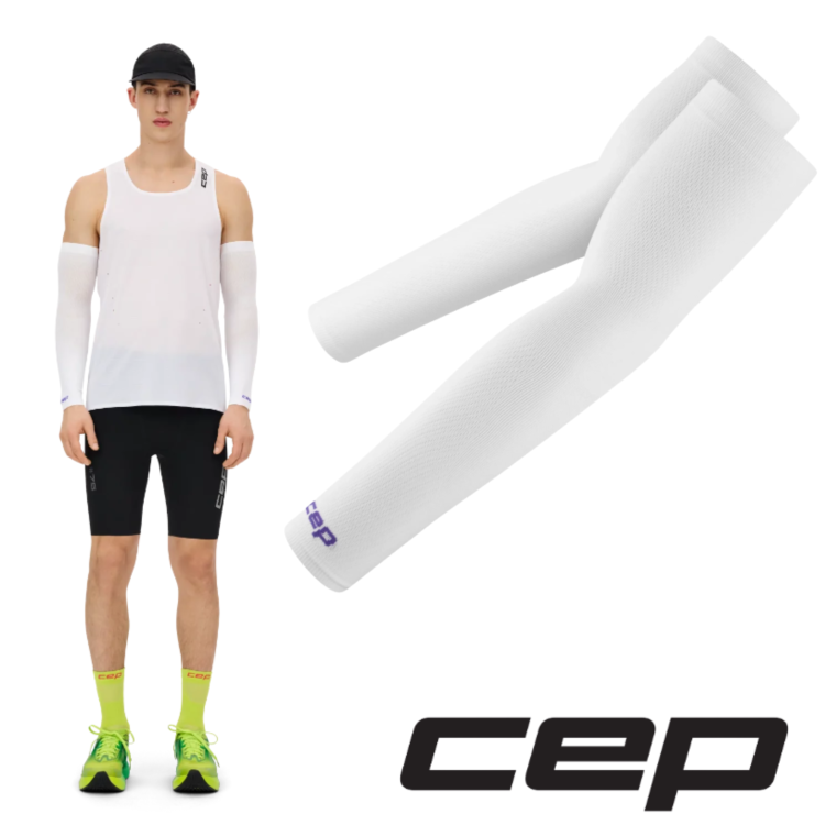 Rękawki opaski biegowe Core Run Ultralight CEP białe L2 IV