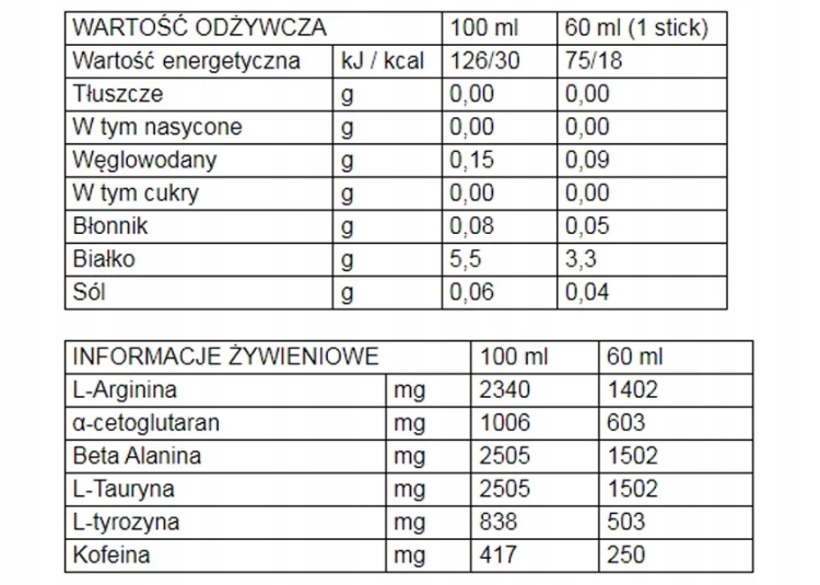 226ERS Energy Shot Stick 60ml Kofeina 250mg Blue Energy Przedtreningówka
