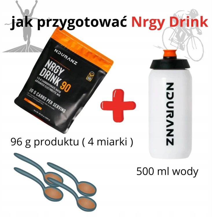 NDURANZ Nrgy Unit Drink 90 Węglowodany Izotonik 1200g Odżywka Carbo Orange