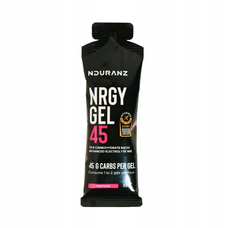 ŻEL ENERGETYCZNY NRGY GEL 45 NDURANZ 75G TROPIKALNY WĘGLOWODANY ELEKTROLITY
