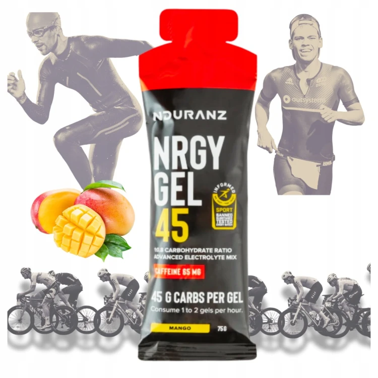 ŻEL ENERGETYCZNY UNIT GEL 75g NDURANZ Z KOFEINĄ 65MG WĘGLOWODANY MANGO
