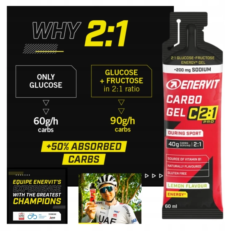 Żel energetyczny płyn Enervit Carbo gel C2:1 PRO smak cytrynowy z sodem 60g