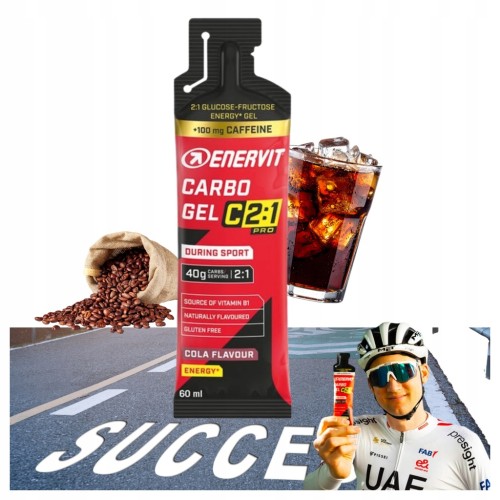 Żel energetyczny Enervit Carbo gel C2:1 PRO smak cola + kofeina 60 ml