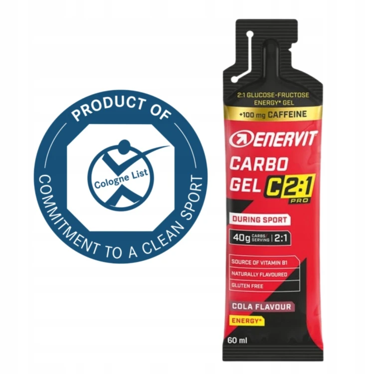 Żel energetyczny Enervit Carbo gel C2:1 PRO smak cola + kofeina 60 ml