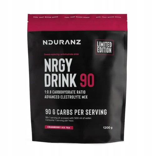 NDURANZ NRGY DRINK 90 1200G ŻURAWINOWE ICE TEA NAPÓJ WYSOKO WĘGLOWODANOWY
