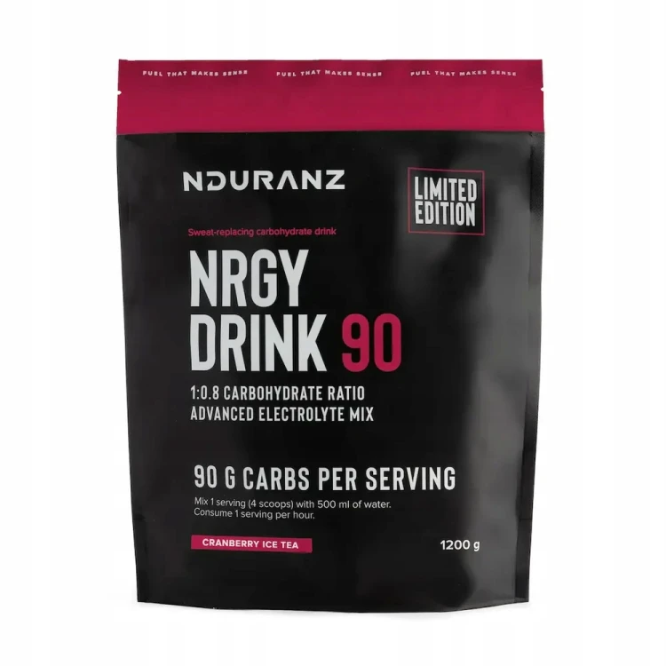 NDURANZ NRGY DRINK 90 1200G ŻURAWINOWE ICE TEA NAPÓJ WYSOKO WĘGLOWODANOWY