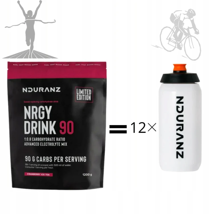 NDURANZ NRGY DRINK 90 1200G ŻURAWINOWE ICE TEA NAPÓJ WYSOKO WĘGLOWODANOWY