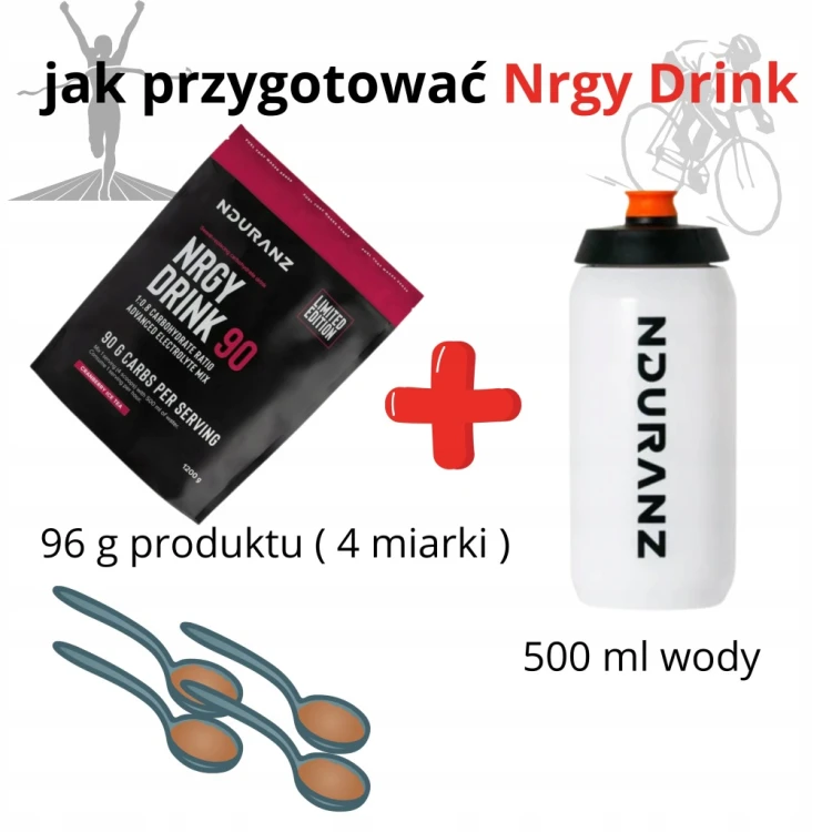 NDURANZ NRGY DRINK 90 1200G ŻURAWINOWE ICE TEA NAPÓJ WYSOKO WĘGLOWODANOWY