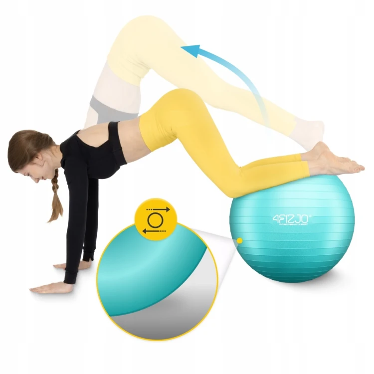 Piłka do ćwiczeń 4FIZJO miętowa rehabilitacyjna 65 cm z pompką