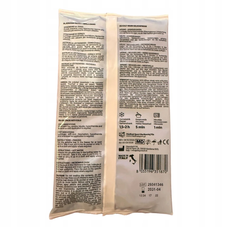 KOMPRES ŻELOWY OKŁAD CIEPŁO ZIMNO DrFIT 14x24 CM Urazy Kontuzje Zabiegi