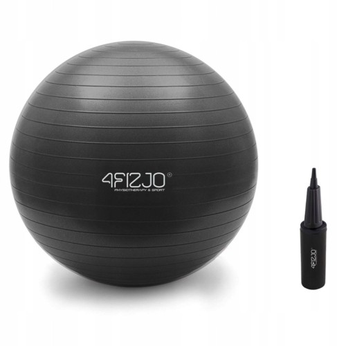 Piłka rehabilitacyjna 4FIZJO czarna 65 cm z pompką PVC anti-burst