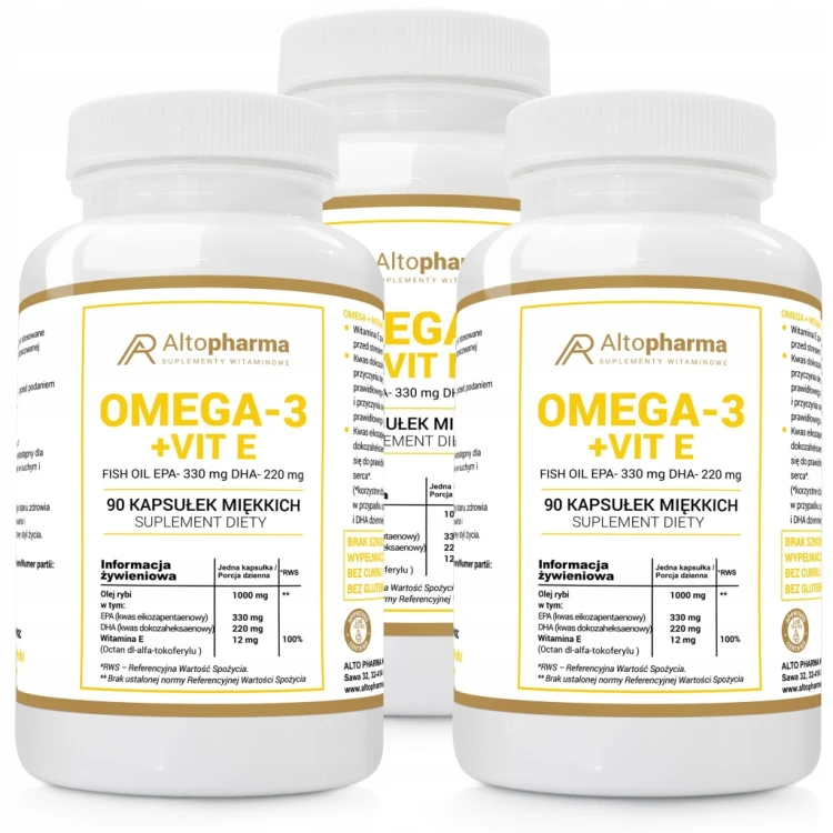 Omega 3 EPA 330 DHA 220 + witamina E Alto Pharma 90 kaps.