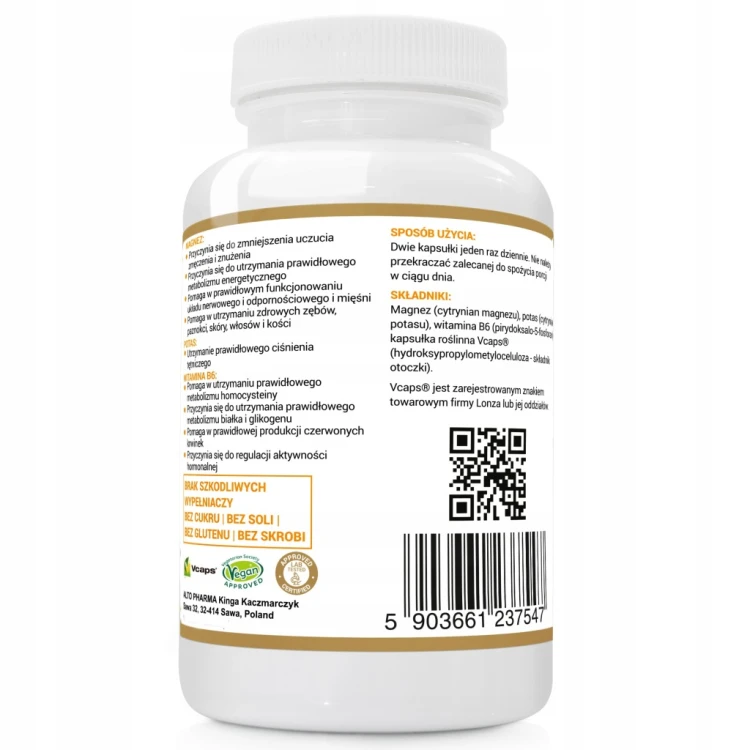 Kapsułki Alto Pharma Magnez Potas B6 bezglutenowe 120 szt. SKURCZ