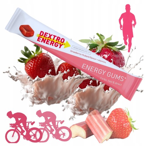 Żelki Energetyczne Dextro Energy Gums Truskawka Witaminy B6 B12 Sport 45g