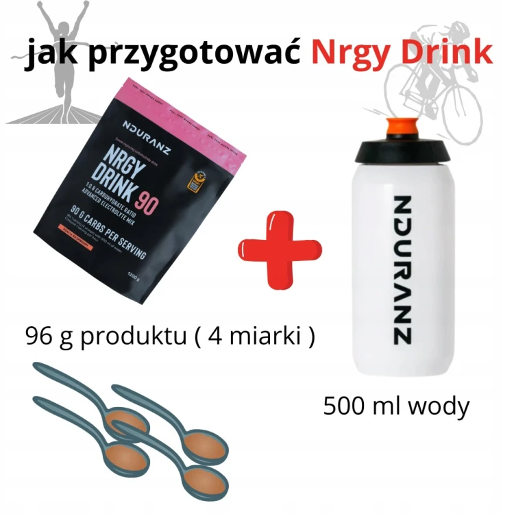 NDURANZ NRGY DRINK 90 1200G BRZOSKWINIA MALINA NAPÓJ WYSOKO WĘGLOWODANOWY