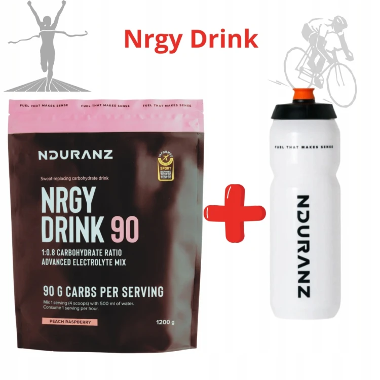 NDURANZ NRGY DRINK 90 1200G BRZOSKWINIA MALINA NAPÓJ WYSOKO WĘGLOWODANOWY