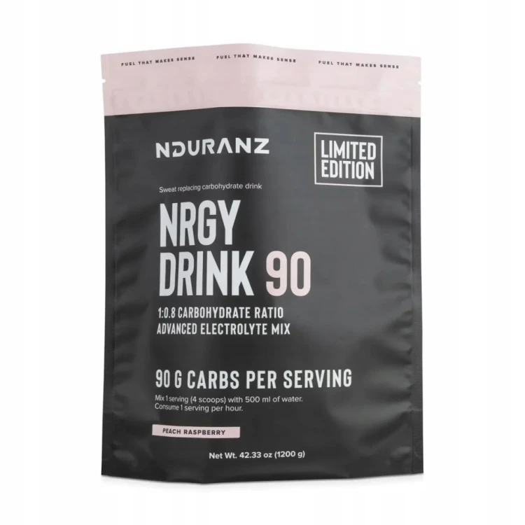 NDURANZ NRGY DRINK 90 1200G BRZOSKWINIA MALINA NAPÓJ WYSOKO WĘGLOWODANOWY