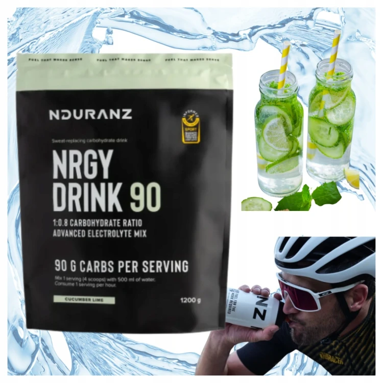 NDURANZ NRGY DRINK 90 1200G OGÓREK LIMONKA NAPÓJ WYSOKO WĘGLOWODANOWY
