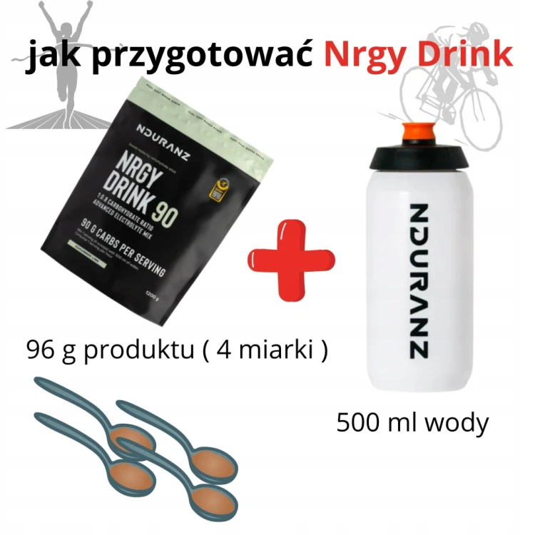 NDURANZ NRGY DRINK 90 1200G OGÓREK LIMONKA NAPÓJ WYSOKO WĘGLOWODANOWY