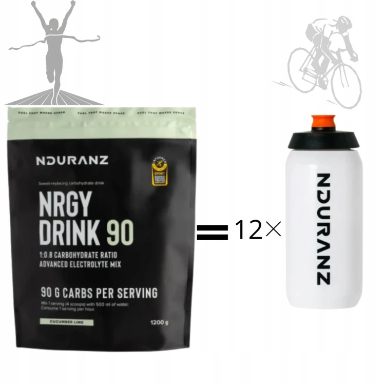NDURANZ NRGY DRINK 90 1200G OGÓREK LIMONKA NAPÓJ WYSOKO WĘGLOWODANOWY