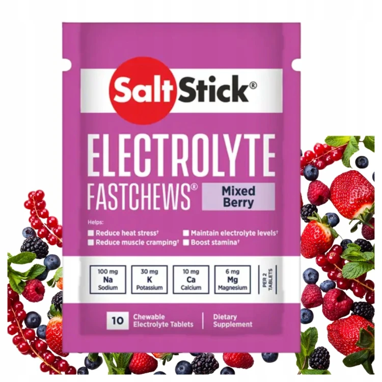 SaltStick FastChews Elektrolity Jagodowe 10szt Skurcze Bieganie
