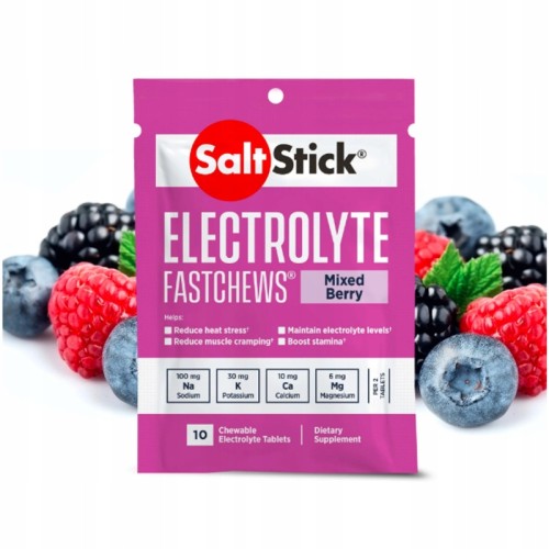 SaltStick FastChews Elektrolity Jagodowe 10szt Skurcze Bieganie