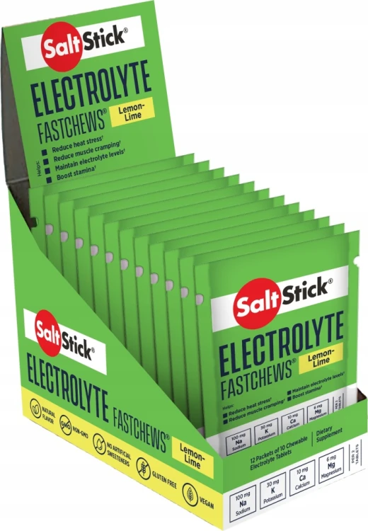 SaltStick FastChews Elektrolity Cytryna Limonka 10szt Skurcze Bieganie