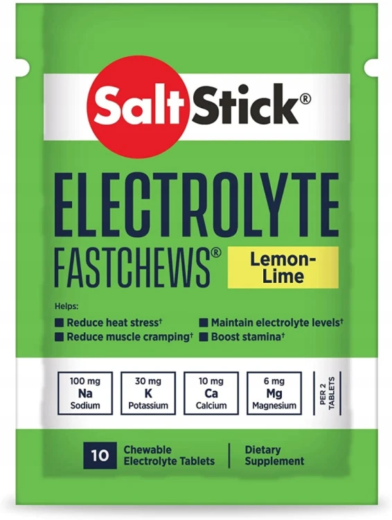SaltStick FastChews Elektrolity Cytryna Limonka 10szt Skurcze Bieganie