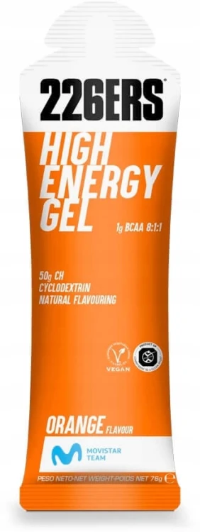 226ERS Żel Energetyczny HIGH ENERGY BCAA Pomarańcza 76g Bieganie Rower