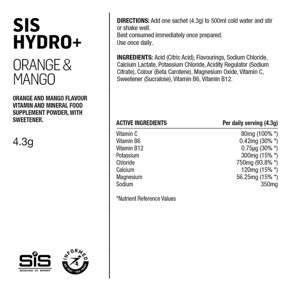 SIS Elektrolity Nawodnienie Hydro+ Drink Orange Mango saszetki x6 rower