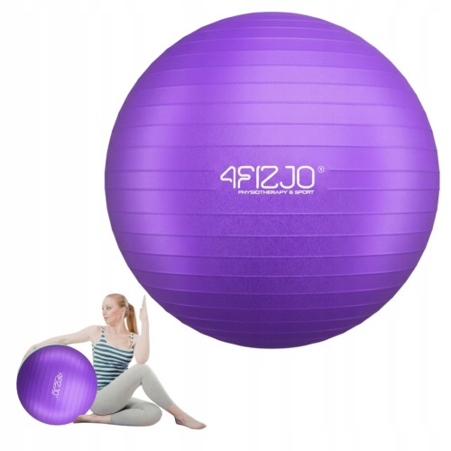 Piłka gimnastyczna rehabilitacyjna fitness 65cm fioletowa 4FIZJO do ćwiczeń