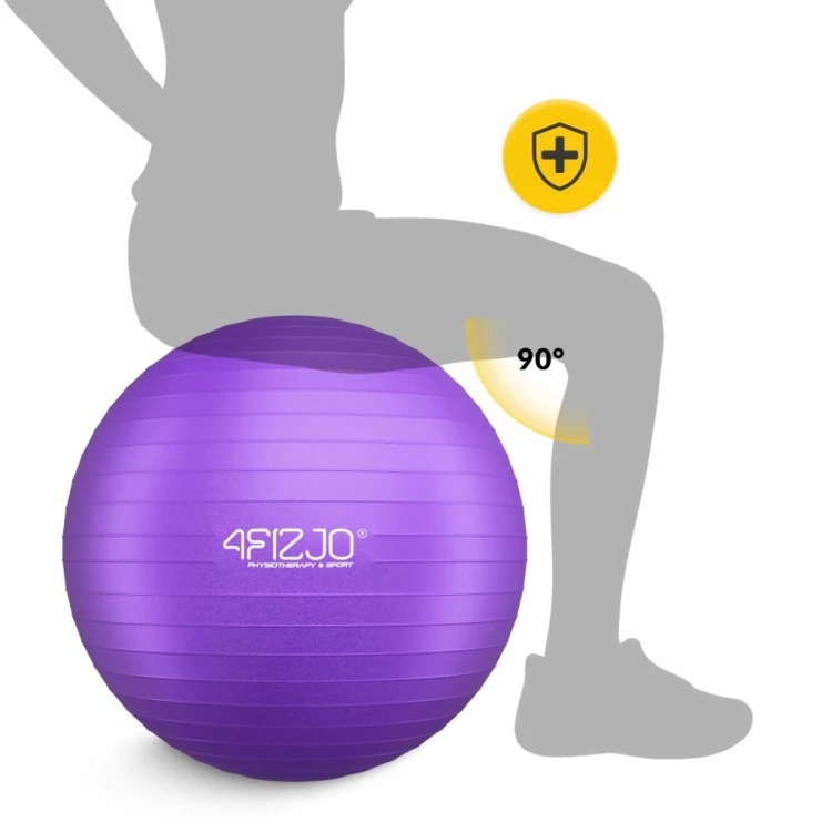 Piłka gimnastyczna rehabilitacyjna fitness 65cm fioletowa 4FIZJO do ćwiczeń