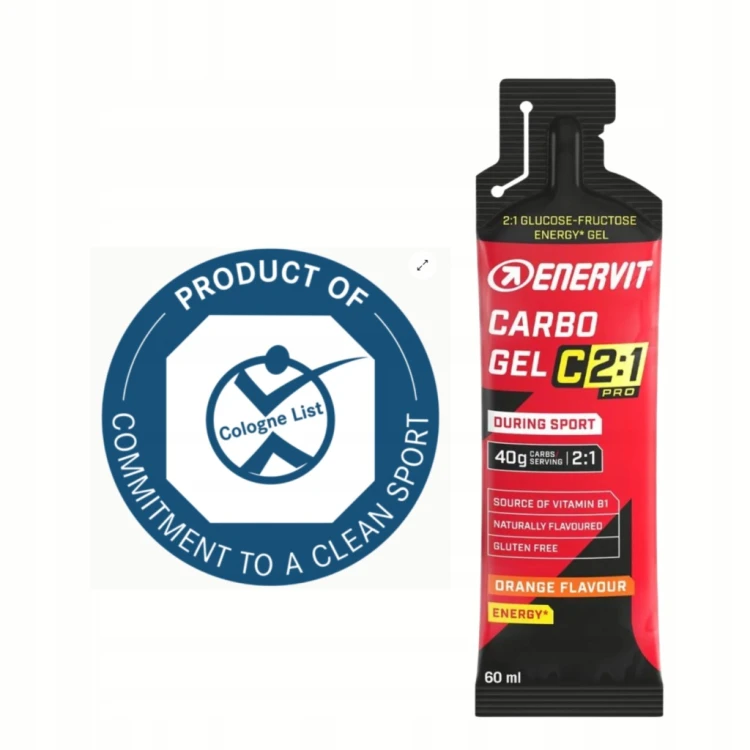 Żel energetyczny Enervit Carbo gel C2:1 PRO smak pomarańczy 60 ml 40g Węgli