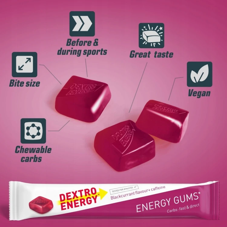 Dekstroza żelki Dextro Energy Gums Blackcurrant smak czarna porzeczka 45 g