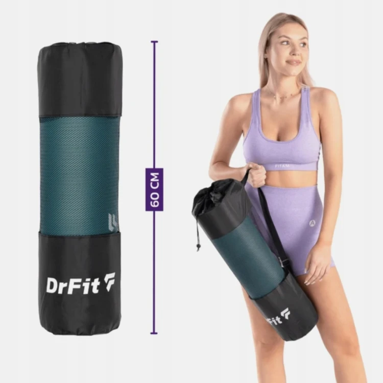 Mata do Jogi Ćwiczeń Zielona 1cm NBR Fitness Fizjoterapii DrFit 183x60
