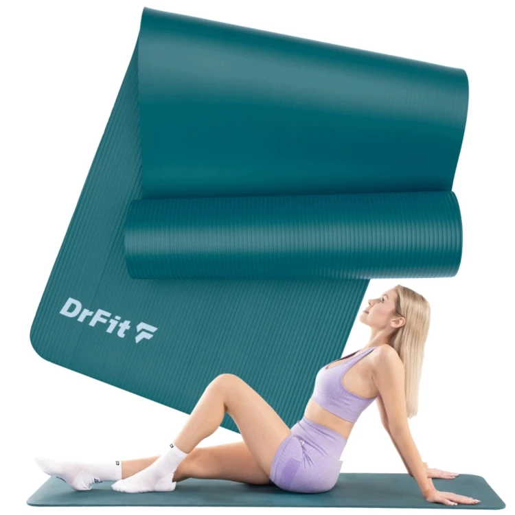 Mata do Jogi Ćwiczeń Zielona 1cm NBR Fitness Fizjoterapii DrFit 183x60