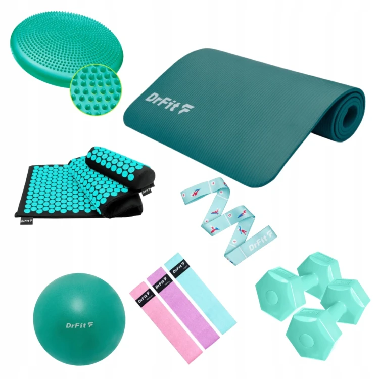 Mata do Jogi Ćwiczeń Zielona 1cm NBR Fitness Fizjoterapii DrFit 183x60