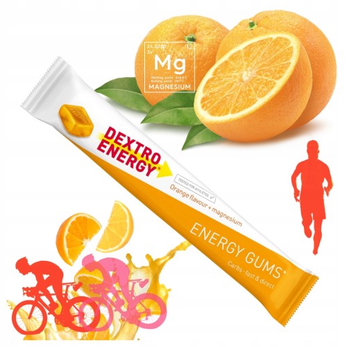Żelki Energetyczne DEXTRO ENERGY Orange + Magnez Wegańskie Na Rower Bieg