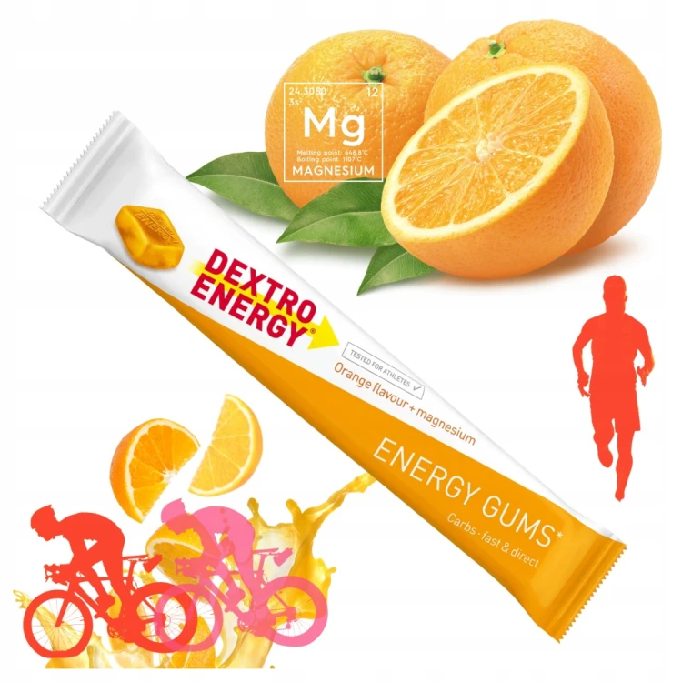 Żelki Energetyczne DEXTRO ENERGY Orange + Magnez Wegańskie Na Rower Bieg