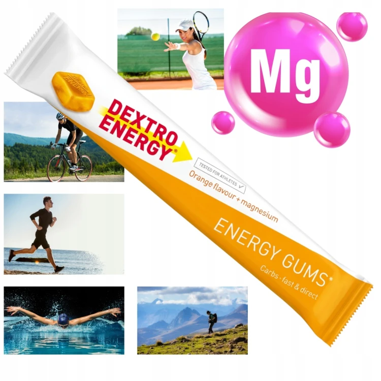 Żelki Energetyczne DEXTRO ENERGY Orange + Magnez Wegańskie Na Rower Bieg
