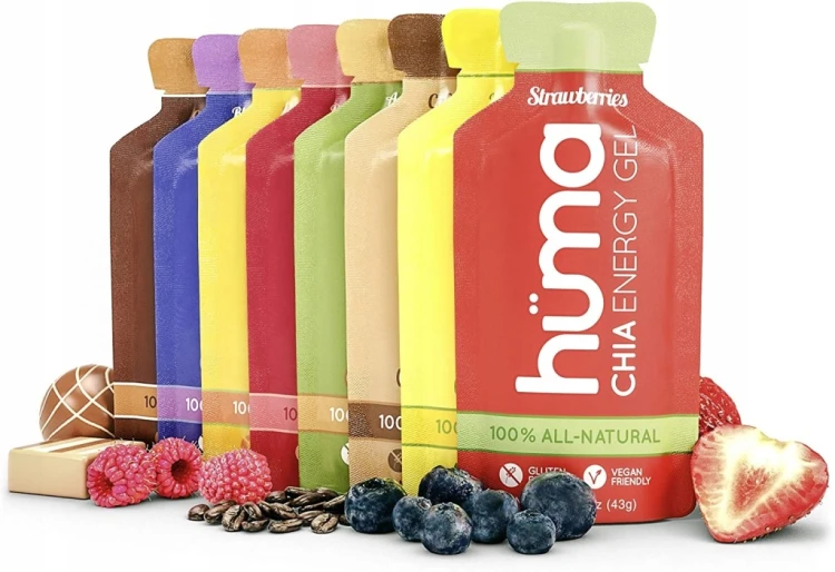 HUMA Żel Energetyczny CHIA Malina KOFEINA 25mg 43g Naturalny Bieg Maraton