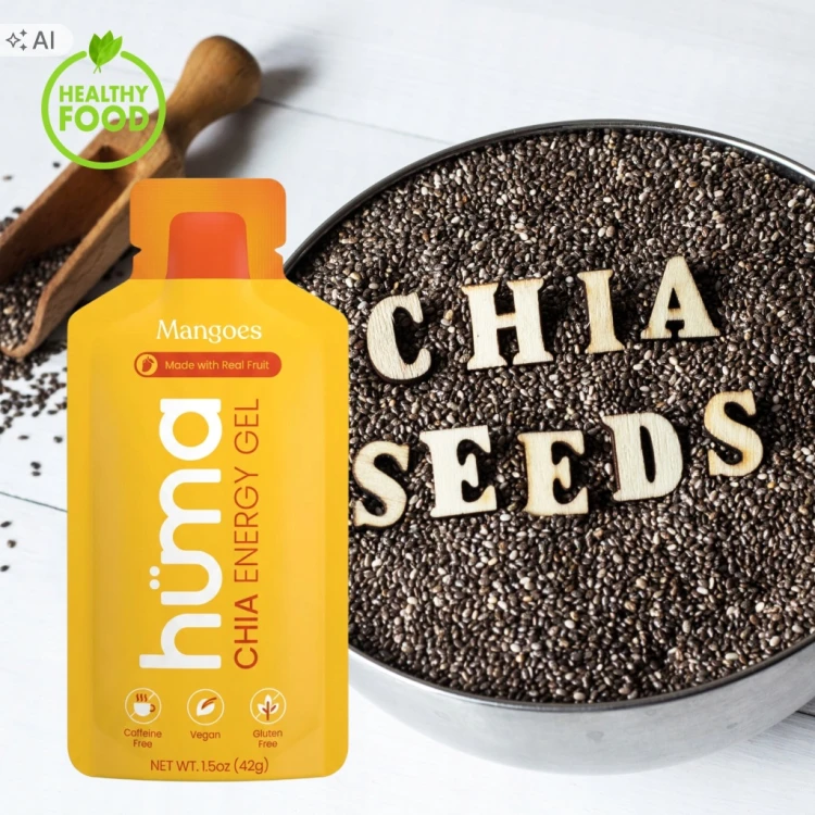 HUMA Żel Energetyczny CHIA MANGO Saszetka 43g Naturalny Bieg Kolarstwo