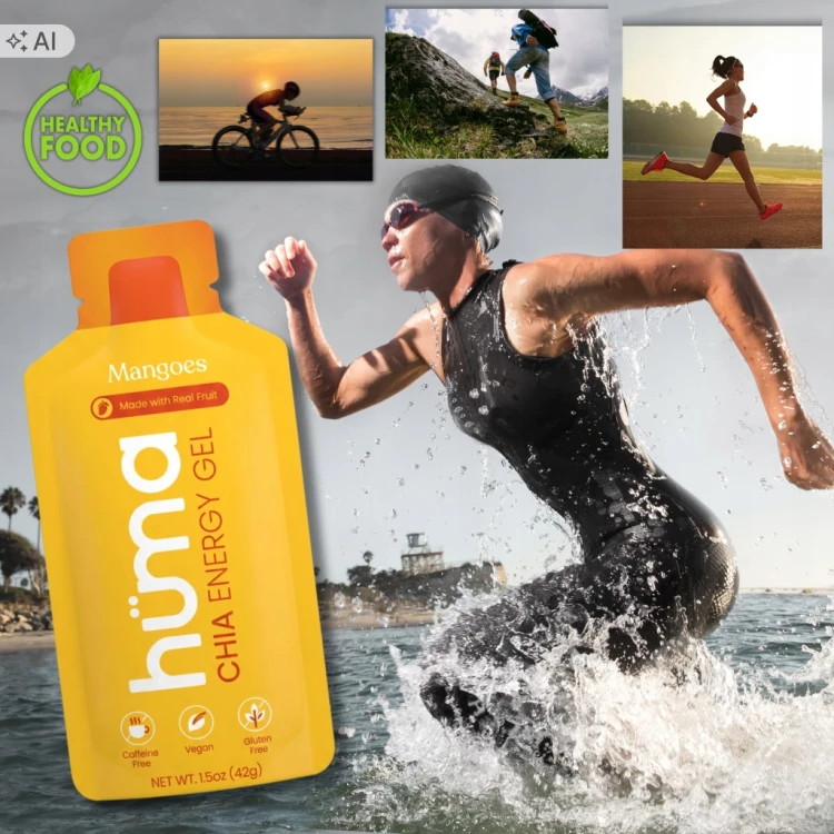 HUMA Żel Energetyczny CHIA MANGO Saszetka 43g Naturalny Bieg Kolarstwo